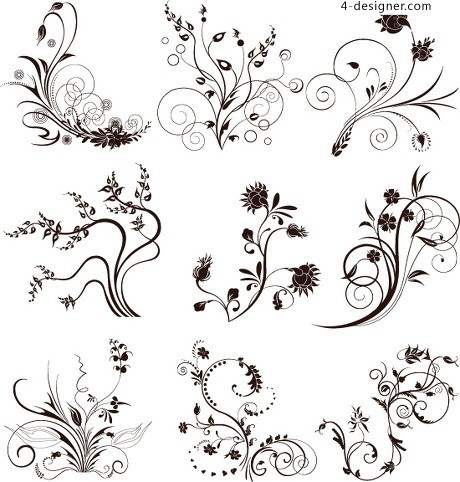 Black and White Floral Line Pattern