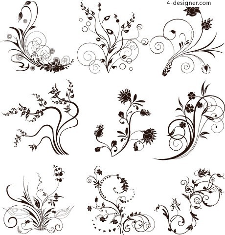 Black and White Floral Line Pattern Black and White Floral Line Pattern