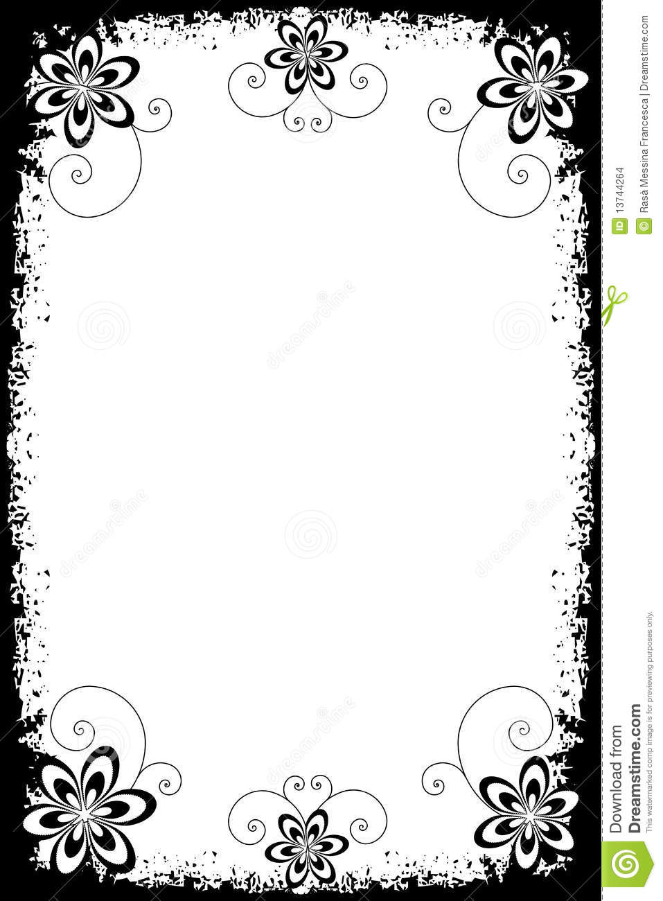 Black and White Flower Borders