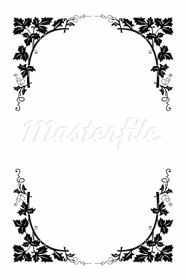 Flower Border Black And White A4 Size