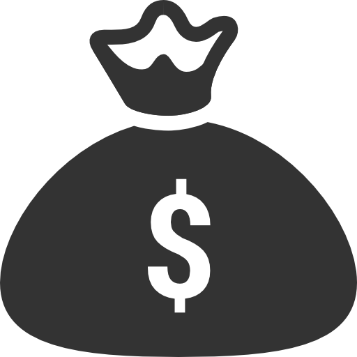 Black and White Money Bag Icon