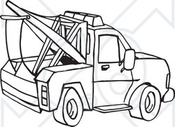 Black and White Tow Truck Cartoon