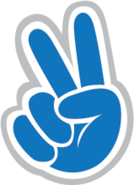 Blue Peace Sign with Hand