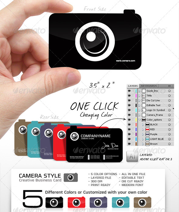 11 Camera Business Card PSD Images