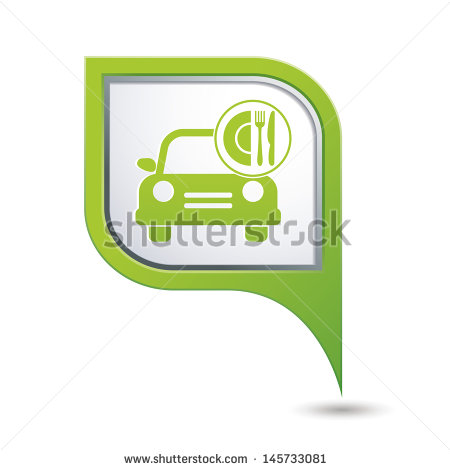 Car with Map Pointer Icon