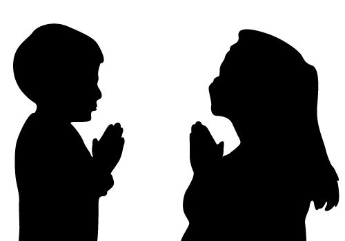 Children Praying Silhouette