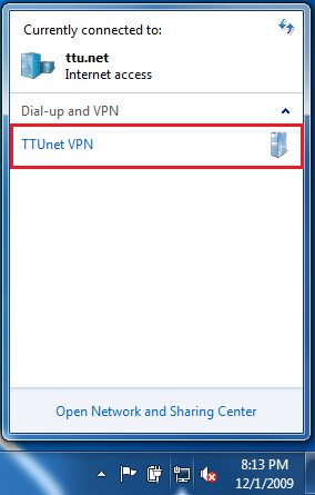 Configure VPN Connection Windows 7