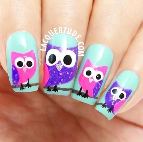 Cute Owl Nail Designs