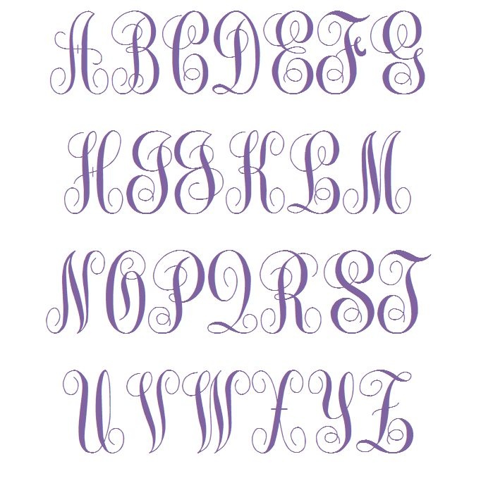 Fancy Curly Monogram Font Machine Embroidery