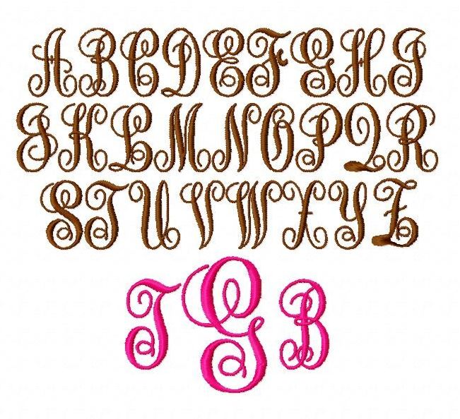Fancy Script Monogram Embroidery Font