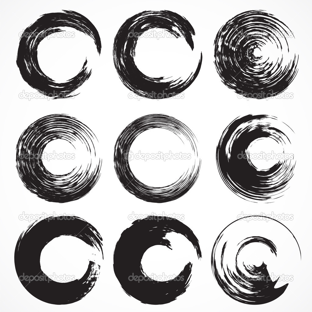 Grunge Circle Brush Strokes Vector