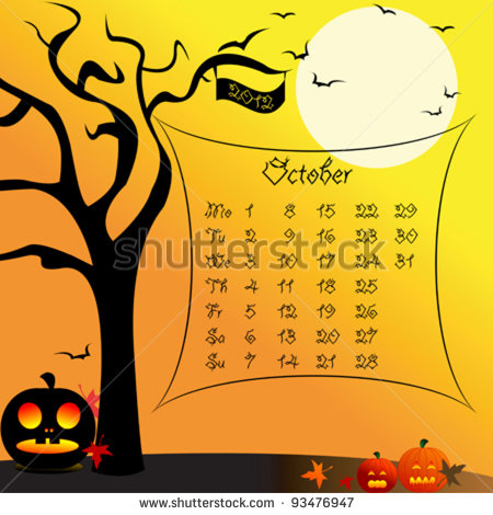 Halloween October 2012 Calendar