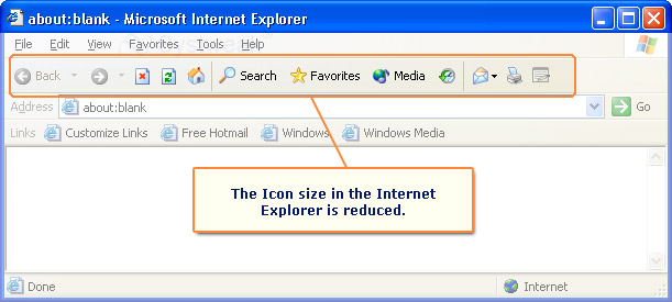 Internet Explorer Toolbar Icons Size