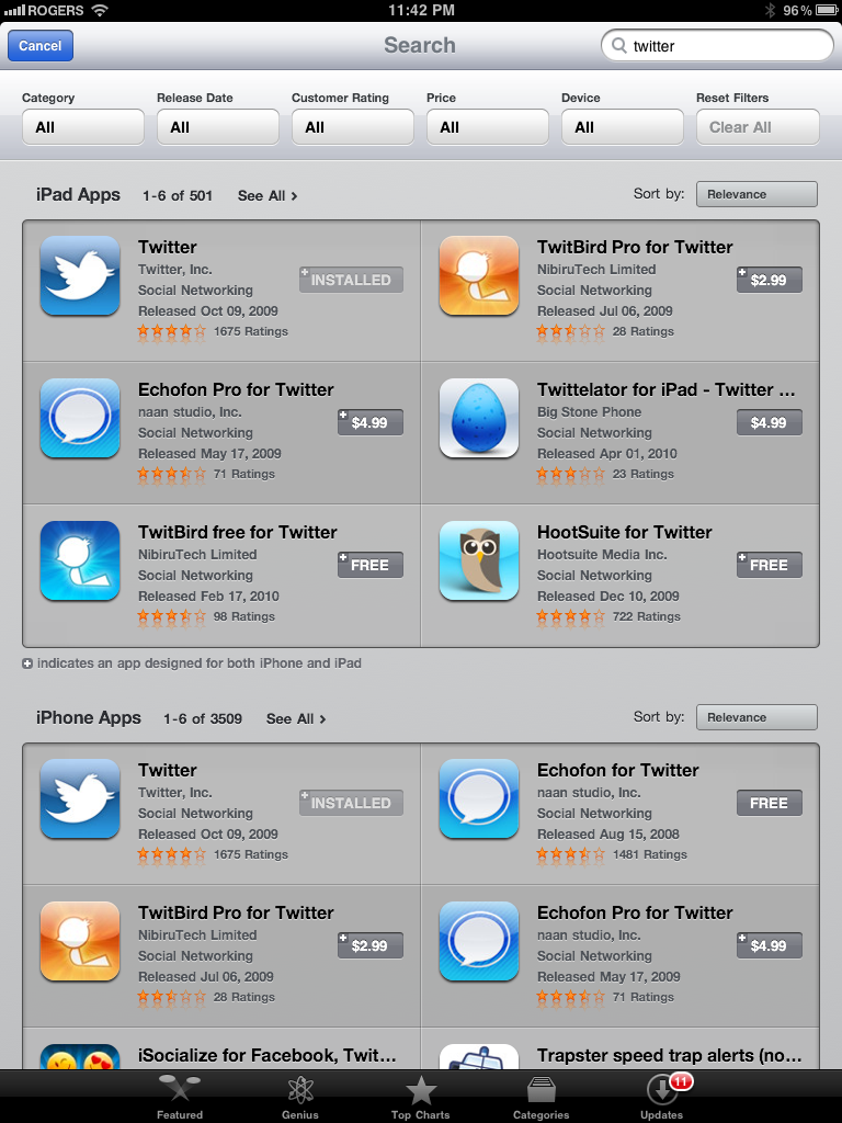 iPad App Store Search