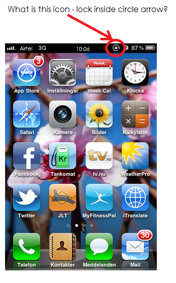 iPhone Symbols Lock with Circle Arrow
