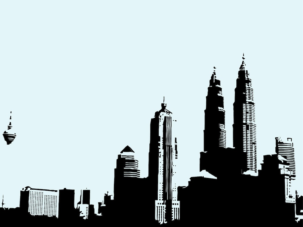 Kuala Lumpur City Skyline Silhouette Vector