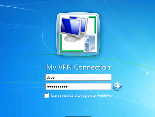 Login to VPN Windows 7 Log On Screen