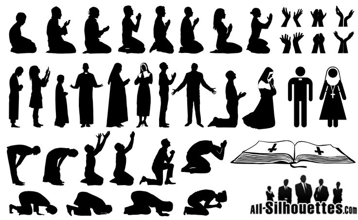 Man and Woman Praying Silhouette