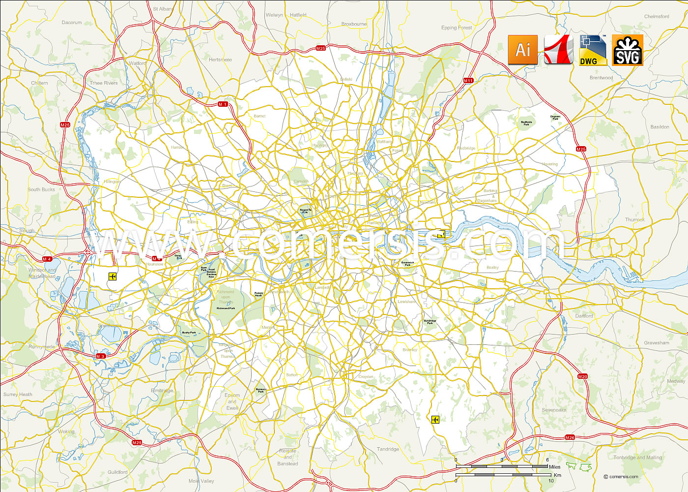 Map of Greater London England