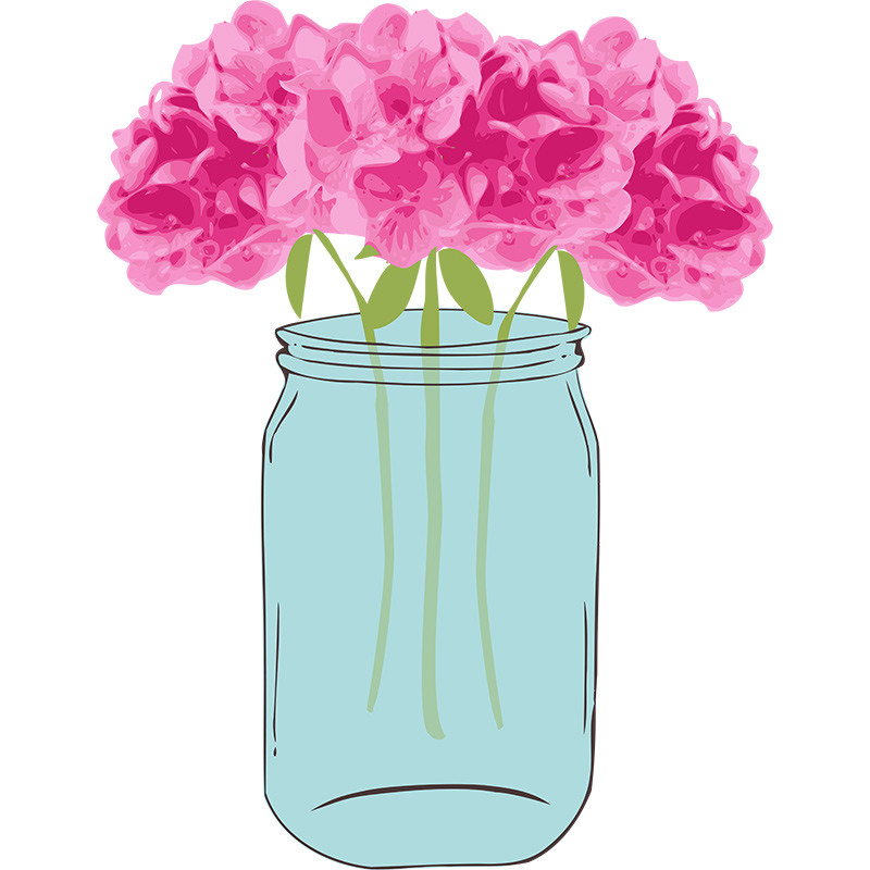 Mason Jar with Flowers Clip Art Free