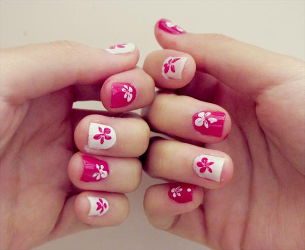 Nail Art Designs Pink White Flowers Nail Art Designs Pink White Flowers