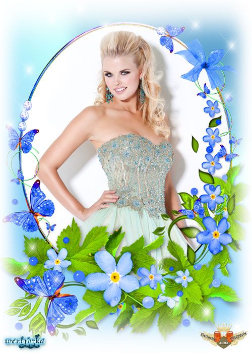 Photoshop Flower Frame Blue