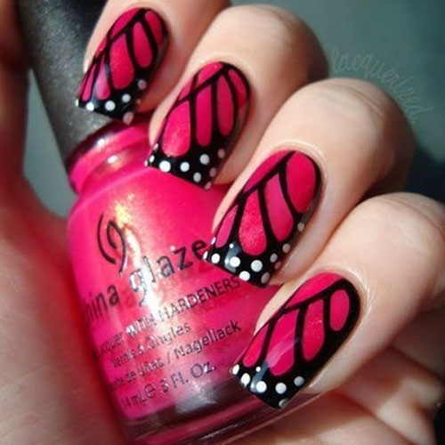 Pink Butterfly Nails