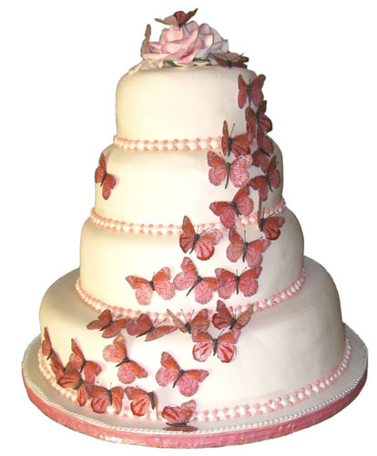 Pink Butterfly Wedding Cake