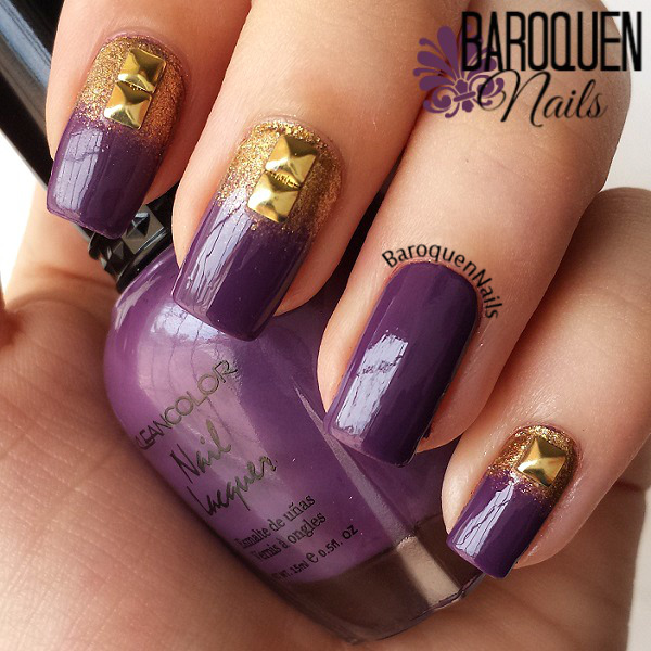 Purple and Gold Nail Design