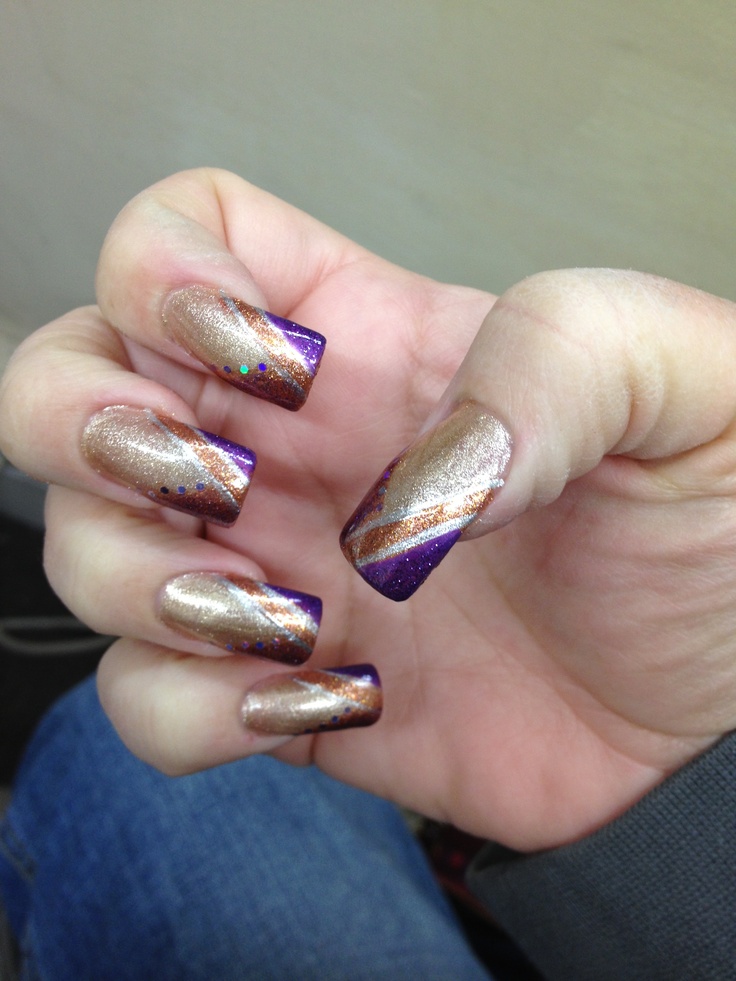 Purple and Gold Nail Design