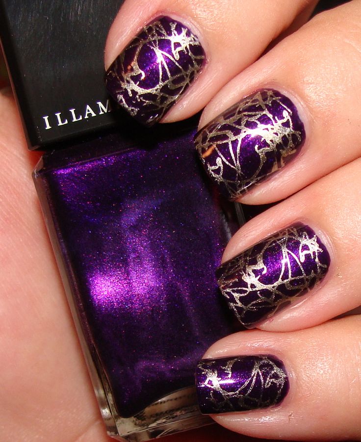 Purple and Gold Nail Design