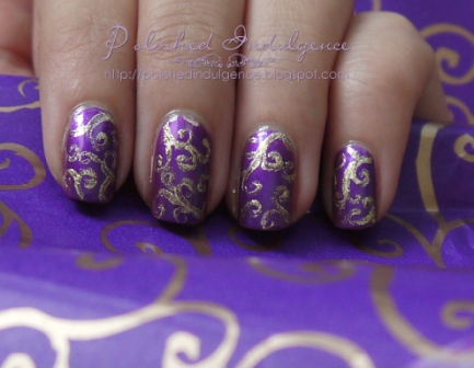 Purple and Gold Nail Design