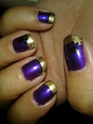 Purple and Gold Nail Design