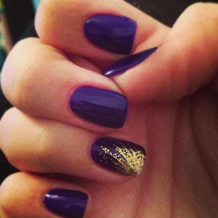 Purple and Gold Nails