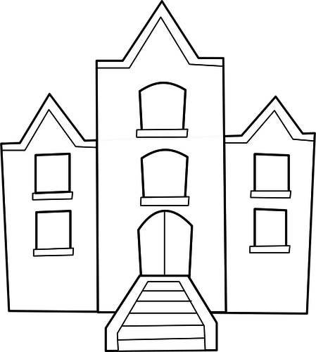 School Building Clip Art Black and White