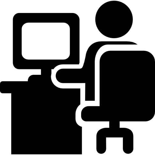 Sitting at Desk Computer Icon