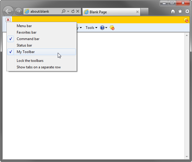 Toolbar Internet Explorer 11