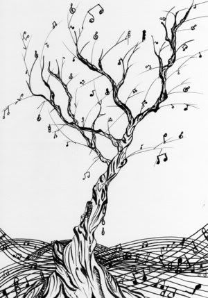 Tree with Music Notes Tattoo