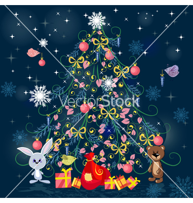 Vector Christmas Tree with Toys