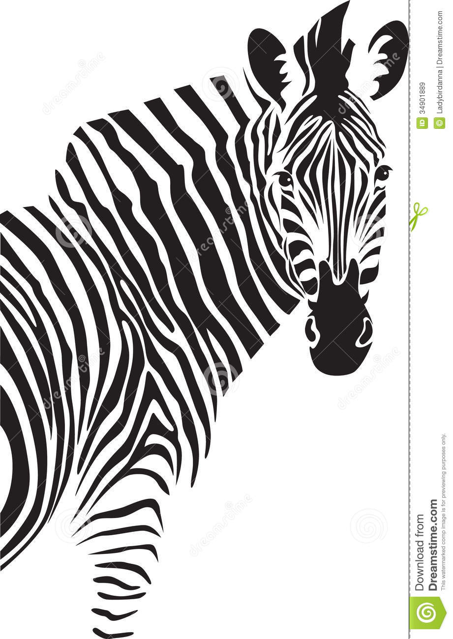 Zebra Face Clip Art Black and White