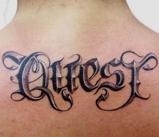 3D Script Font Tattoos