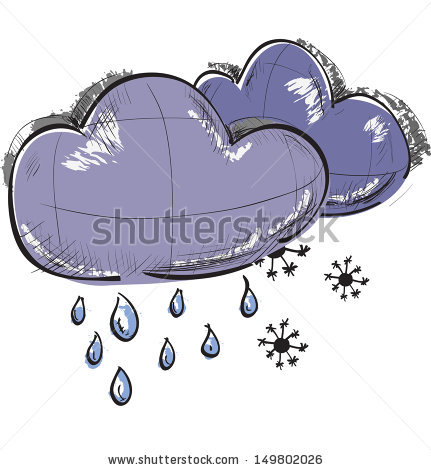 A Cartoon Rain Cloud with Snow