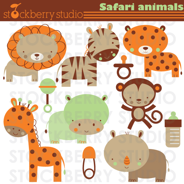 Baby Safari Animals Clip Art