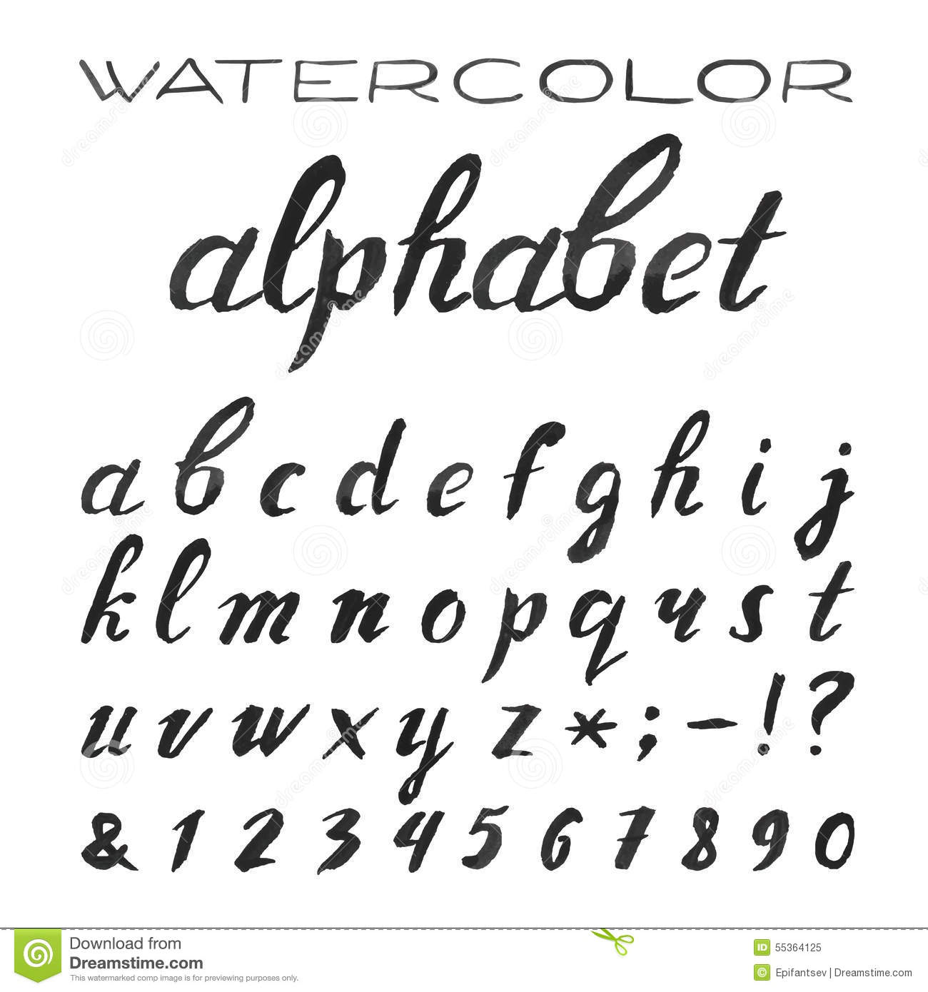 Black and White Cursive Letters Alphabet