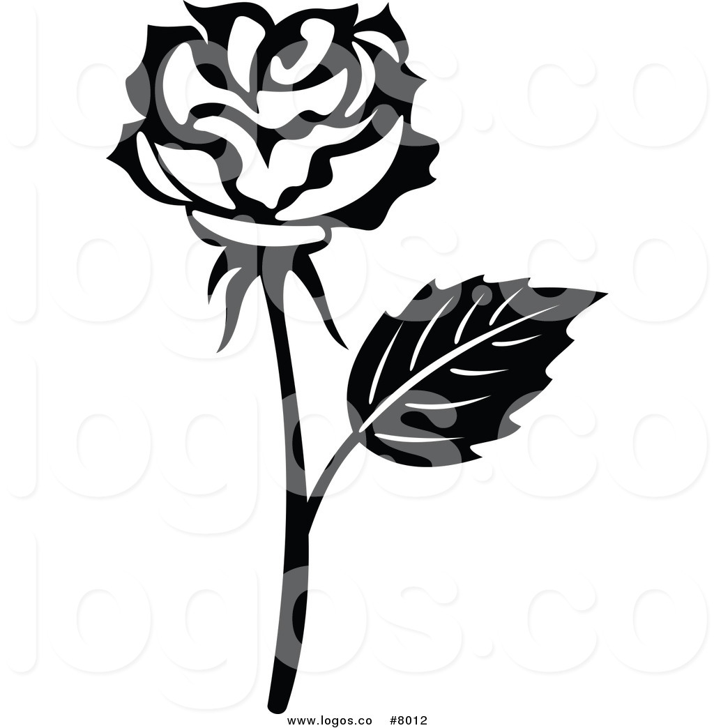 Black and White Rose Flower Clip Art