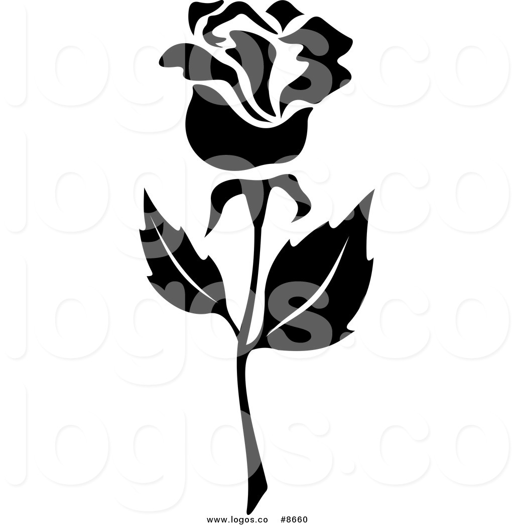 Black and White Rose Flower Clip Art