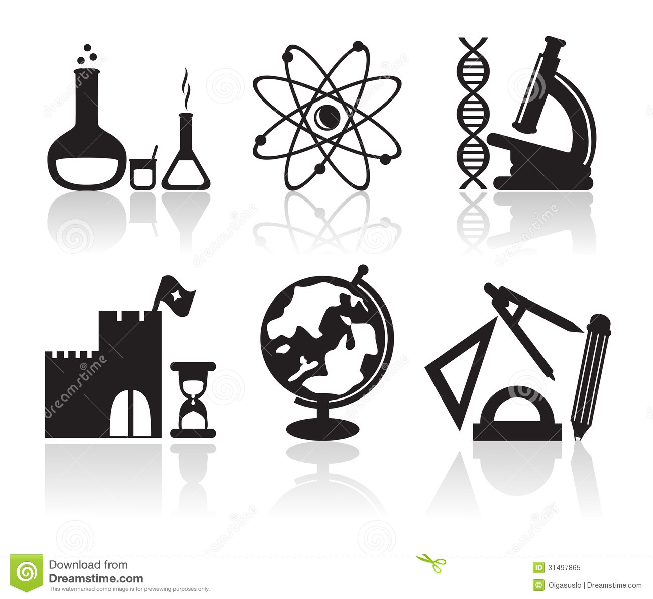 Black and White School Subject Icons Black and White School Subject Icons