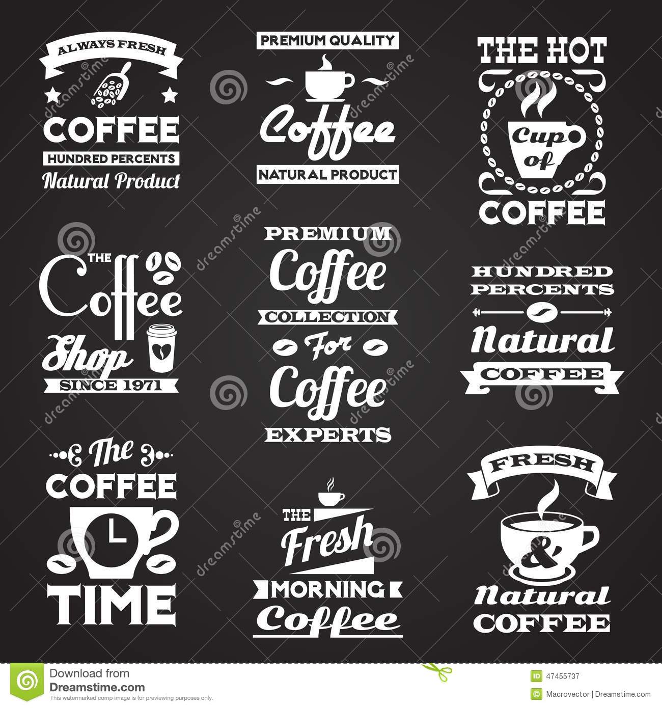 Black and White Vintage Coffee Labels