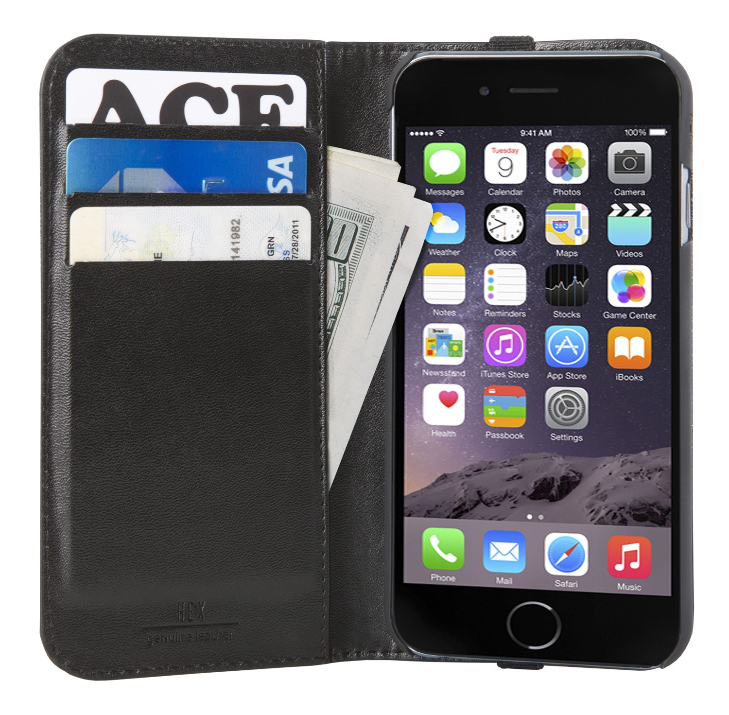Black Leather Wallet iPhone 6