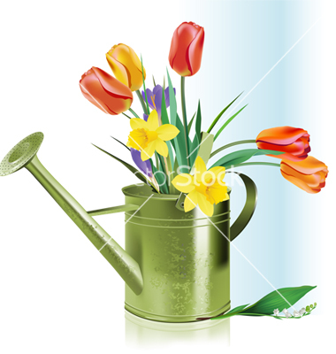 Can Watering Flowers Clip Art